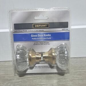 Defiant Glass Interior Doorknob with Satin Brass Finish 2.25"